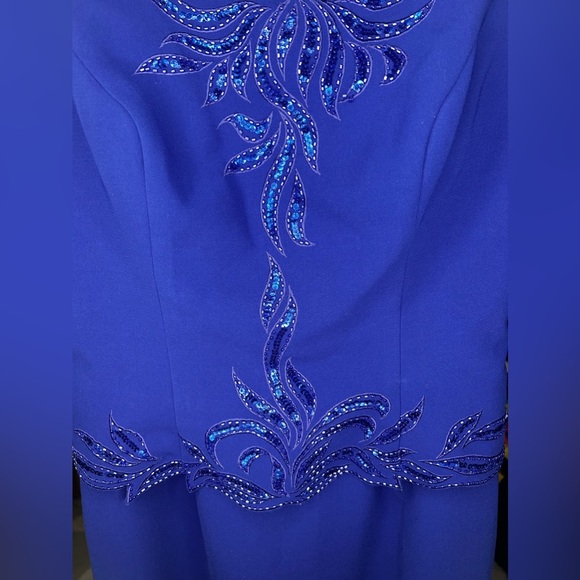 Women’s Vintage Marsoni Blue Designer Beaded Sleeveless Long Maxi Dress Size 10 - Picture 4 of 6